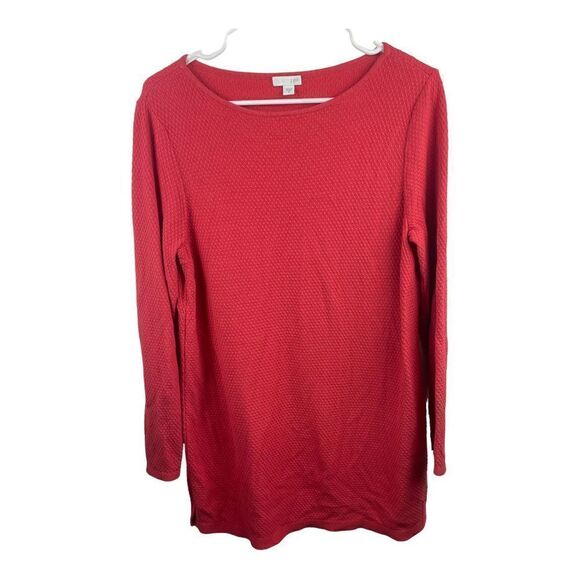 J. Jill Coral Oversized Tunic Style Knit Sweater Sz M Cotton Viscose Rayon Nylon - Picture 1 of 10